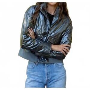 NEW ANORAK metallic aviator jacket in charcoal